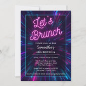 Invitation Neon rose et noir Brunch N'importe quelle fête (Devant)