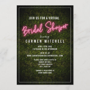 Invitation Neon rose Fête des mariées virtuelle