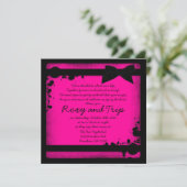 Invitation Neon rose grunge noir ruban invite mariage (Debout devant)