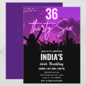 Invitation néon rose pour la fête d'anniversaire d (Devant / Derrière)