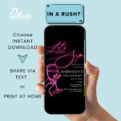 Invitation Neon Rose Sirotons Vin Anniversaire Filles Sortir