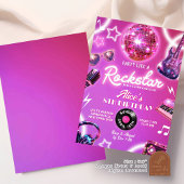 Invitation Neon rose violet Rockstar Ado Fille fête d'anniver