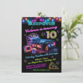 Invitation Neon Sleepover Pajama Party Anniversaire (Debout devant)