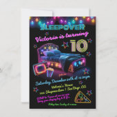 Invitation Neon Sleepover Pajama Party Anniversaire (Devant)