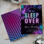 Invitation Neon Sleepover | Parti de sciage<br><div class="desc">Neon Dors Sur Invitation De Fête D'Anniversaire. Prêt à être personnalisé par vous !</div>