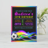Invitation NEON SOCCER FILLES fête d'anniversaire filles Invi (Debout devant)