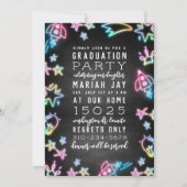 Invitation Neon Space Doodles Graduation Party (Devant)