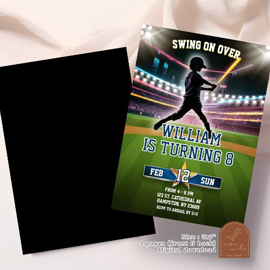 Invitation Neon Swing Sur Le Baseball Anniversaire