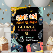 Invitation Neon Teenager Gamer Boy Anniversaire Party