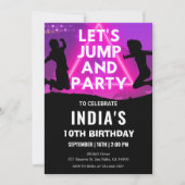 Invitation Neon Trampoline Park Jump Party Anniversaire (Devant)