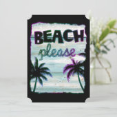 Invitation Neon Tropical Beach Bois Vacances Palmiers (Debout devant)