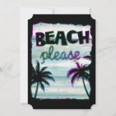 Invitation Neon Tropical Beach Bois Vacances Palmiers (Dos)