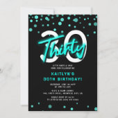 Invitation Neon Turquoise Trente-dixième fête d'anniversaire (Devant)