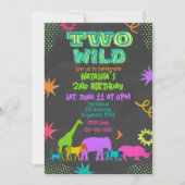 Invitation Neon Two Wild Animals 2nd Birthday (Devant)