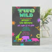 Invitation Neon Two Wild Animals 2nd Birthday (Debout devant)