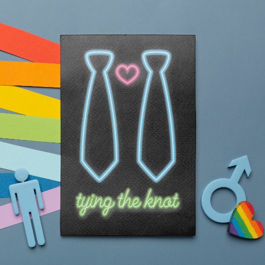Invitation Neon Tying Knot Gay Mariage