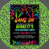 Invitation Neon Video Game Controller Anniversaire