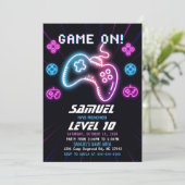 Invitation Neon Vidéo Jeu Camion Arcade Anniversaire Invitati (Debout devant)