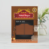 Invitation Neon Wild West Cowboy thème Graduation Party (Debout devant)