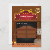 Invitation Neon Wild West Cowboy thème Graduation Party (Devant)