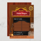 Invitation Neon Wild West Cowboy thème Graduation Party Invi (Devant / Derrière)