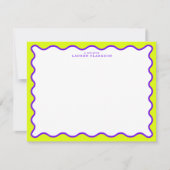 Invitation Neon Yellow-Green & Purple Wavy Note Card (Devant)