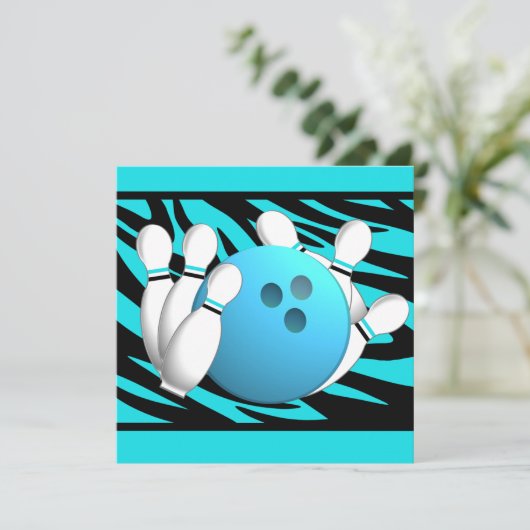 Invitation Neon Zebra Stripe Bowling (Debout devant)