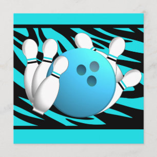 Invitation Neon Zebra Stripe Bowling