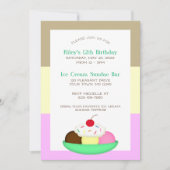 Invitation Neopolitain Stripe Crème glacée dimanche Anniversa (Devant)