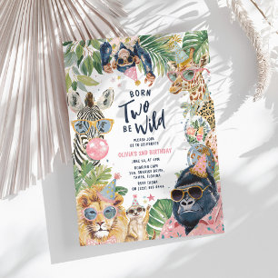 Invitation Nés pour être sauvages Animaux de safari 2ème anni