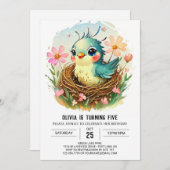 Invitation Nest Bohemian Bird Anniversaire (Devant / Derrière)