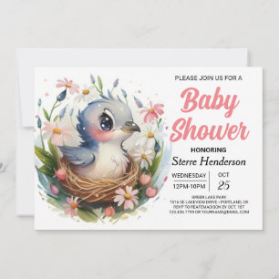 Invitation Nest Cute Chic Bird Baby shower