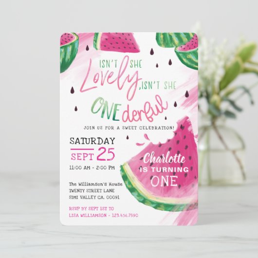 Invitation N'est-elle pas adorable Fruit de pastèque rose (Debout devant)