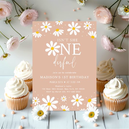 Invitation N'est-elle pas UNderful Boho Daisy premier anniver