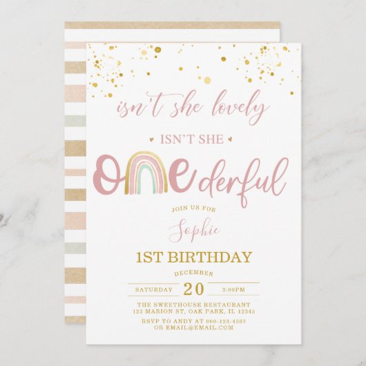 Invitation N'est-elle pas UNderful Pastel Arc-en-ciel premier (Devant / Derrière)