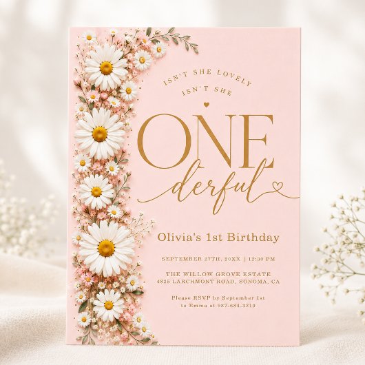 Invitation N'est-elle pas UNefabuleuse Fleur Daisy 1er Annive