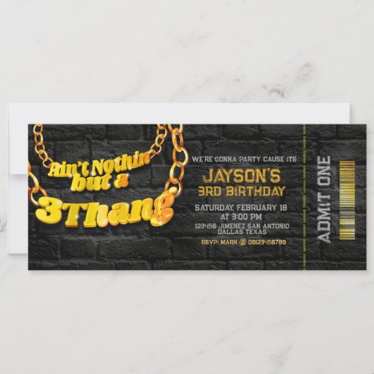Invitation N'est rien mais un 3 thang - billet Hip hop (Devant)