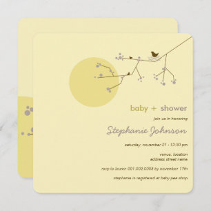 Invitation Nesting Bird Family Tree Simple Chic Baby shower