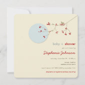 Invitation Nesting Bird Family Tree Simple Chic Baby shower (Devant)