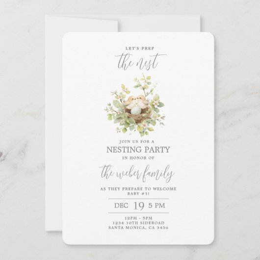 Invitation Nesting Part Baby Shower (Devant)