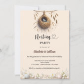 Invitation Nesting party bird nest spring eggs baby shower (Devant)