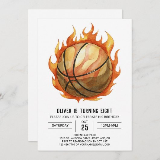 Invitation Net Fun Custom Basketball Anniversaire (Devant / Derrière)