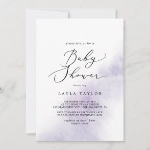 Invitation Nettoyage aquarelle   Baby shower pourpre