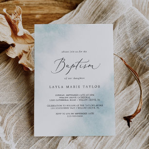 Invitation Nettoyage aquarelle Baptême Bleu