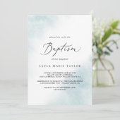 Invitation Nettoyage aquarelle | Baptême Bleu (Debout devant)