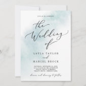 Invitation Nettoyage aquarelle | Bleu tout en un Mariage (Devant)