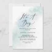 Invitation Nettoyage aquarelle | Blue C'est un Baby shower ga (Devant)