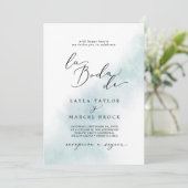 Invitation Nettoyage aquarelle | Blue La Boda De Mariage (Debout devant)