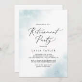 Invitation Nettoyage aquarelle | Blue Retirement Party (Devant / Derrière)