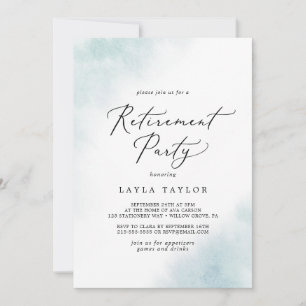 Invitation Nettoyage aquarelle Blue Retirement Party